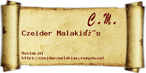 Czeider Malakiás névjegykártya
